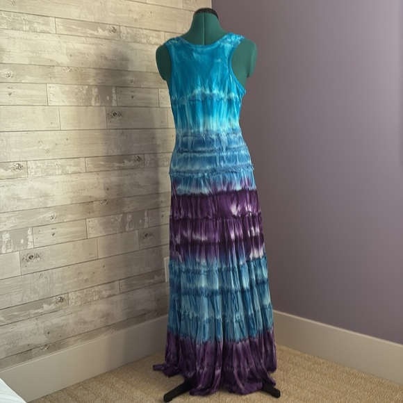 FRESH FX 100% Cotton Tie Dye Sleeveless Maxi Dress - Picture 7 of 7